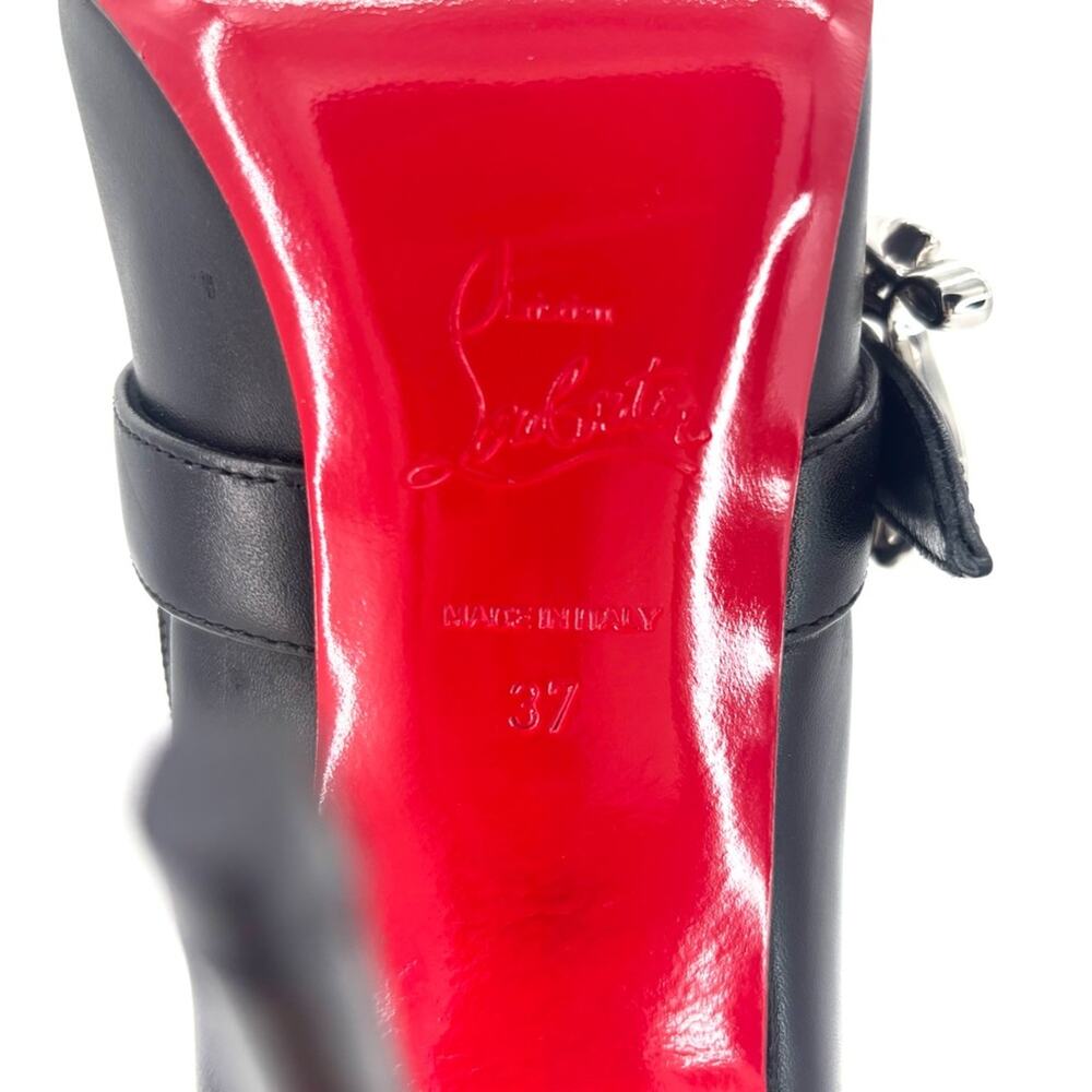 NEW Christian Louboutin Giddylina Booty Black Logo Buckle Embellished Boots 37 - Picture 8 of 8